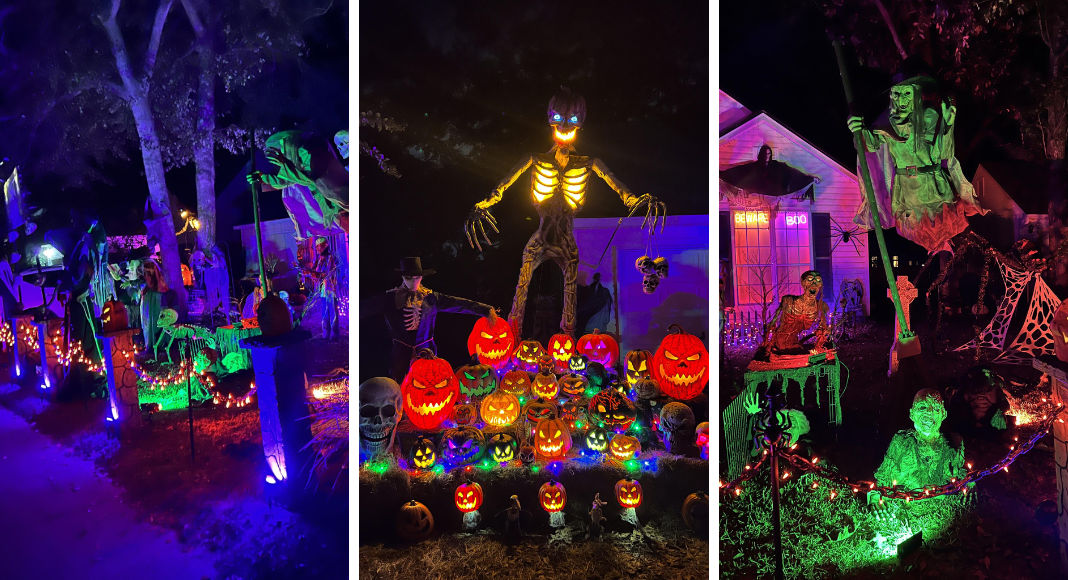 skeletons, spooky lights, and jack-o-lanterns.