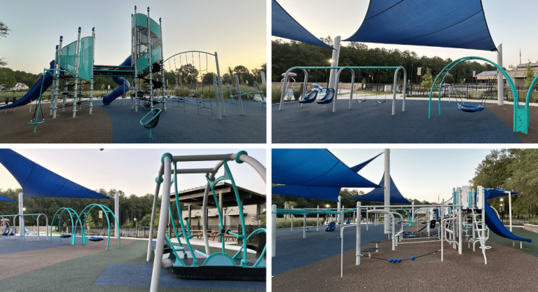 inclusive structures and swings at Central Creek Park
