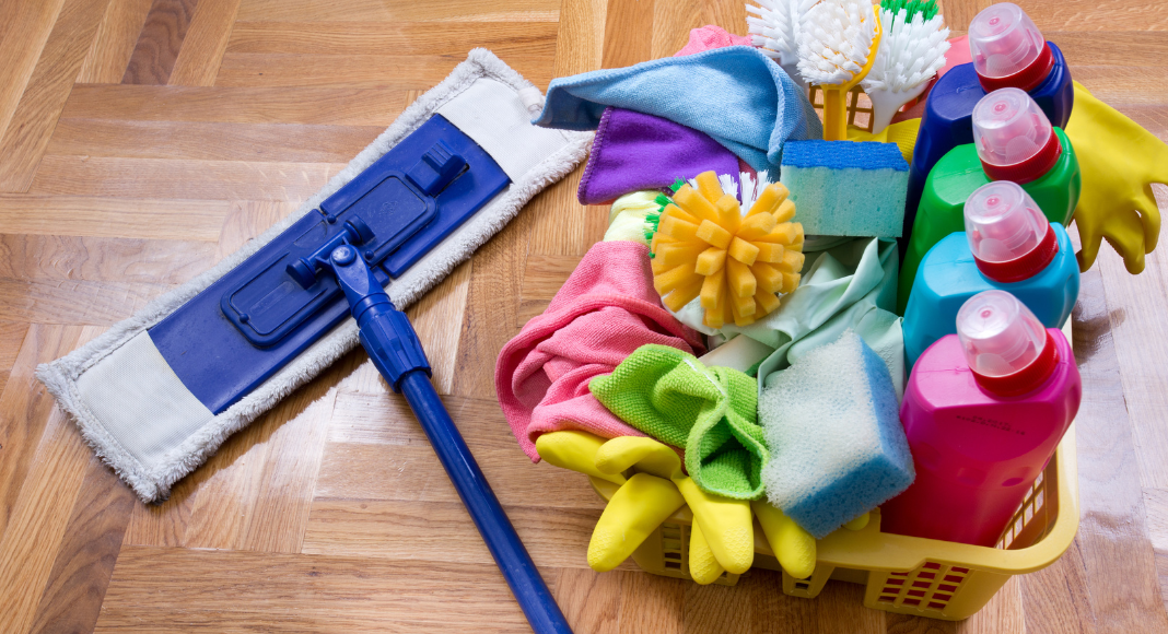 outsource: cleaning supplies and mop