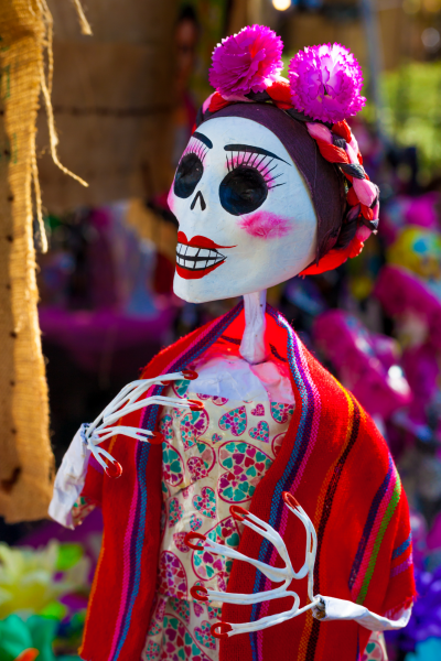 painted skeleton for Dia de los Muertos
