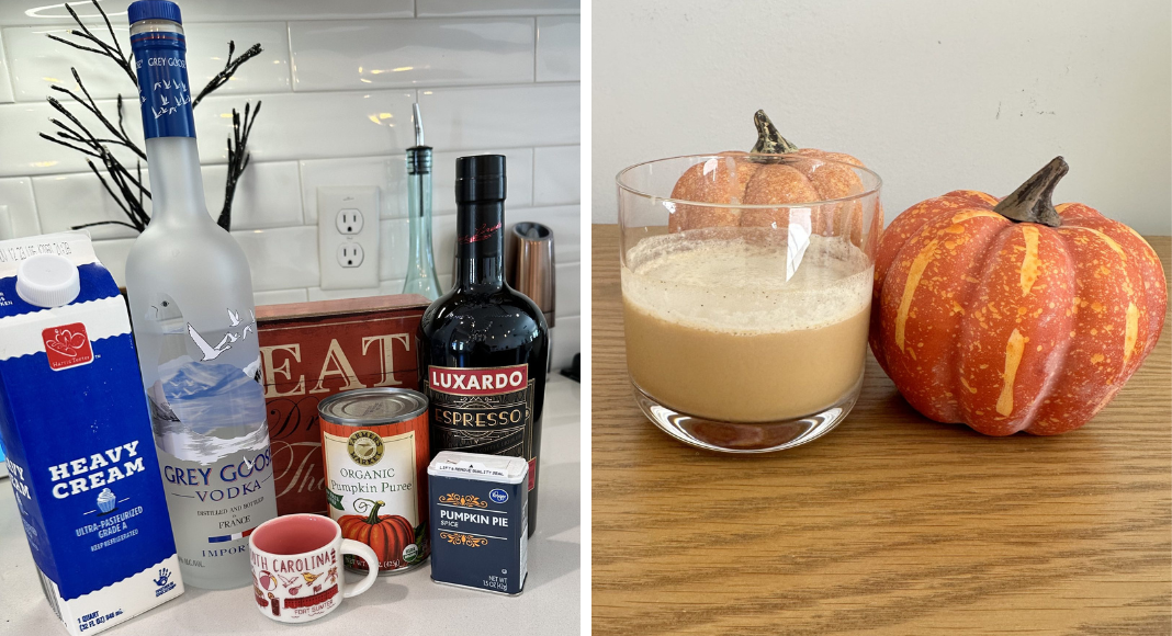 Ingredients and finished product for Fall cocktails