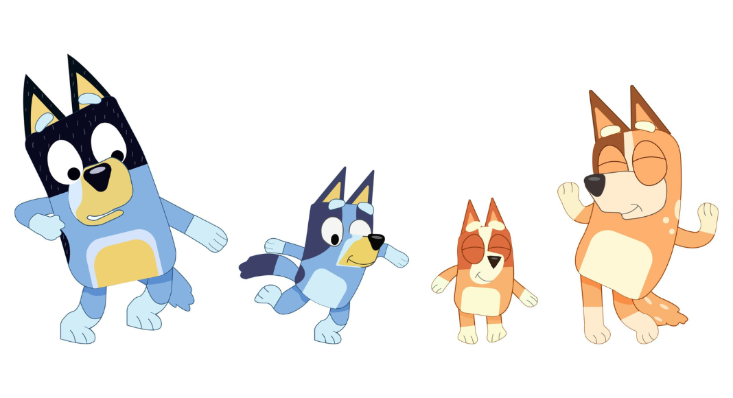 All four Bluey main characters.