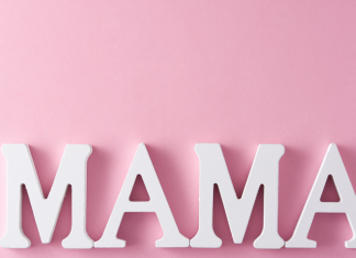 mama in block letters with pink background