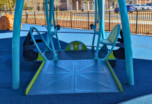 Wheelchair accessible swing at Park Circle Playground